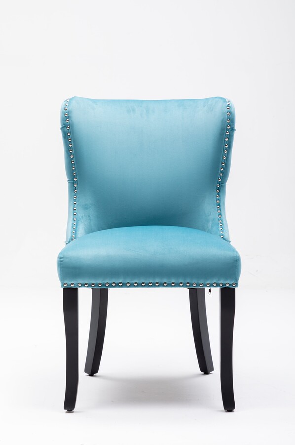 GEROJO Velvet Upholstered WingBack Dining Chair with Backstitching