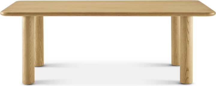 Castlery Extended Rounded Edges Dining Table with Pillar-Style Legs - Brown