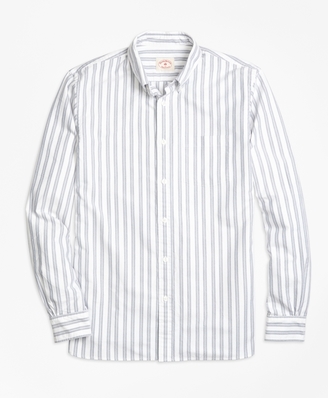 Brooks Brothers Supima® Cotton Grey Stripe Sport Shirt