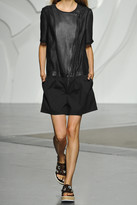 Thumbnail for your product : Tibi City cotton-blend, leather and mesh playsuit