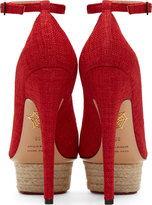 Thumbnail for your product : Charlotte Olympia Red Alaskan Cotton Dolores Espadrilles