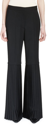 Stella McCartney Tailored Pleat-Trimmed Wool Pants, Black