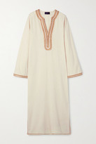 Thumbnail for your product : Nili Lotan Honor Embroidered Silk-gauze Midi Dress - Beige
