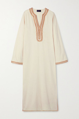 Nili Lotan Honor Embroidered Silk-gauze Midi Dress - Beige