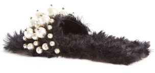 Miu Miu Women's Embellished Faux Fur Slipper