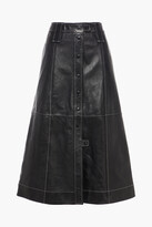 Thumbnail for your product : Ganni Flared leather midi skirt