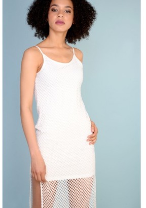 Glamorous Petite White Mesh Bodycon Cami Dress