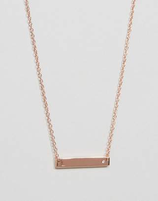 Johnny Loves Rosie Rose Gold Plated L Initial Bar Necklace