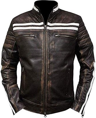 Hafsah Cafe Racer Vintage Leather Jacket Men-Antique Motorcycle ...