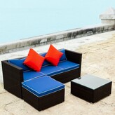 Thumbnail for your product : Breakwater Bay 3 Piece Patio Sectional Wicker Rattan Outdoor Furniture Sofa Set(Blue)