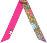 Thumbnail for your product : Gucci GG silk neck bow with Flora print