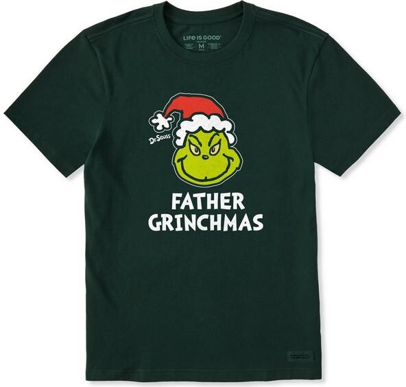 Life is Good Men's Father Grinchmas T-Shirt Medium Green