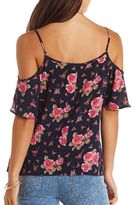 Thumbnail for your product : Charlotte Russe Floral Print Cold Shoulder Swing Top