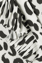 Thumbnail for your product : Jason Wu Collection Ruffled Leopard-print Stretch-crepe Blouse - White