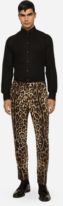 Dolce & Gabbana Cotton stretch pants with leopard print