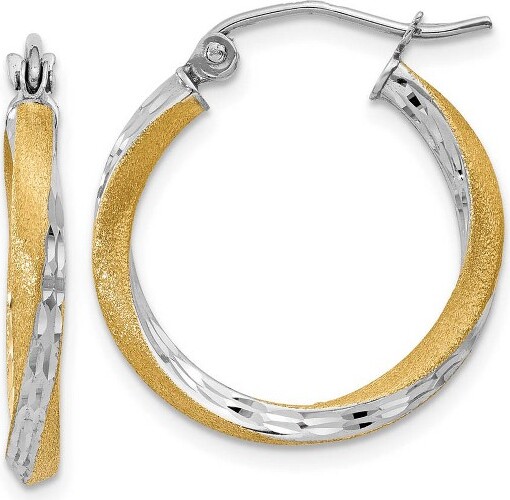 Black Bow Jewelry Co. BlackBowJewelry2.5mmTwistedRoundHoopEarringsin14kGoldandRhodium20mm