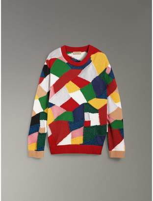 Burberry Patchwork Cashmere Wool Blend Sweater