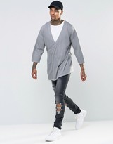 Thumbnail for your product : ASOS Oversized Long Sleeve T-Shirt With Kimono Wrap Detail