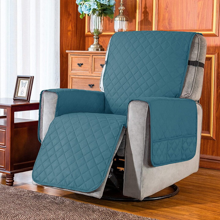 subrtex Reversible Quilted Recliner Chair Slipcover, Turquoise