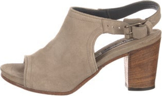 Alberto Fermani Suede Slingback Sandals Grey Straps & Buckle Closure at Ankles