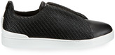 Thumbnail for your product : Ermenegildo Zegna Men's Pelle Tessuta Triple-Stitch Slip-On Sneakers, Black