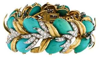 David Webb 18K Turquoise & Diamond Bracelet
