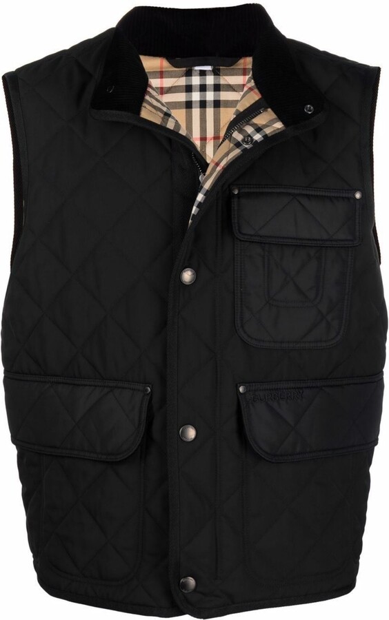 Burberry Diamond-Quilted Vintage Check Lined Gilet - ShopStyle Vests