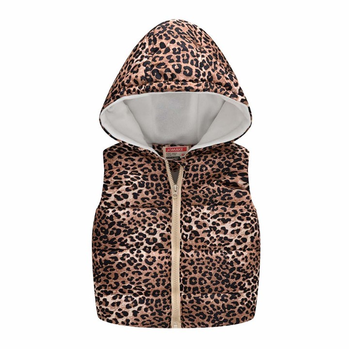 Surgoal Kids Polar Fleece Vest Girls Plush Thicken Gilet Sleeveless Jacket Zipper Leopard Outerwear