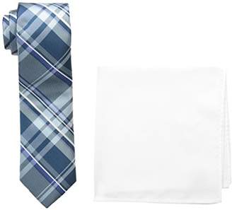 Nick Graham Men's Plaid Neck Tie with Pocket Square