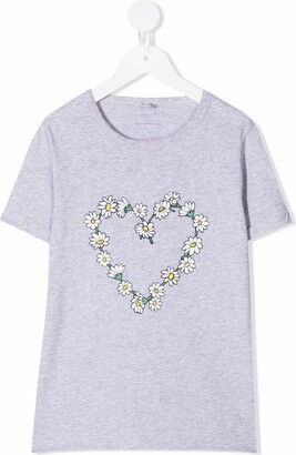 Stella McCartney Kids daisy-chain heart-print T-shirt