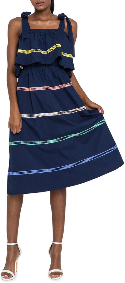 english factory colorblock midi dress