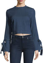 Thumbnail for your product : 3x1 Hollow Tie-Cuffs Cropped Denim Shirt