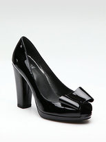 Thumbnail for your product : Stuart Weitzman Bowright Patent Leather Peep Toe Pumps