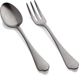 Mepra Serving Set (Fork And Spoon) Dolce Vita Pewter Oro Nero Gold