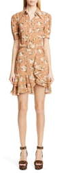 Michael Kors Collection French Floral Print Tiered Ruffle Shirtdress