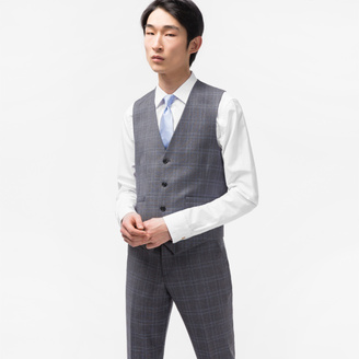 Paul Smith The Soho - Men's Tailored-Fit Grey Double-Check Wool Three-Piece Suit