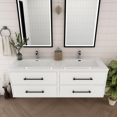 Mebo Victoria 60'' Floating Vanity with Double Reinforced Acrylic Sink