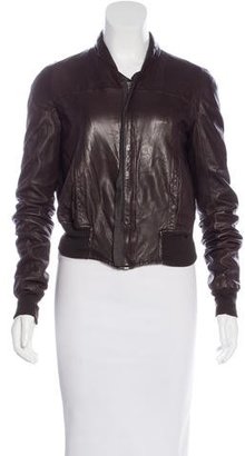 Rick Owens Wool-Trimmed Leather Jacket