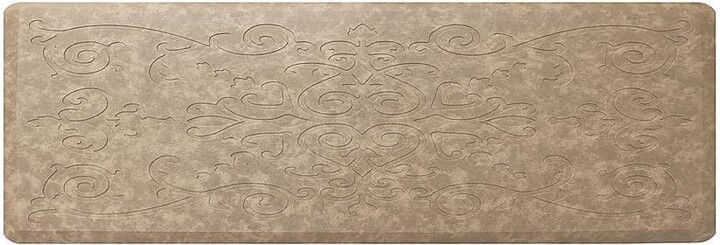 J&V Textiles Cloud Comfort Beige 17 in. x 60 in. Medallion Embossed Anti-Fatigue Mat