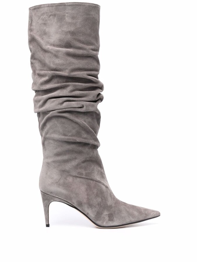 gray thigh high boots