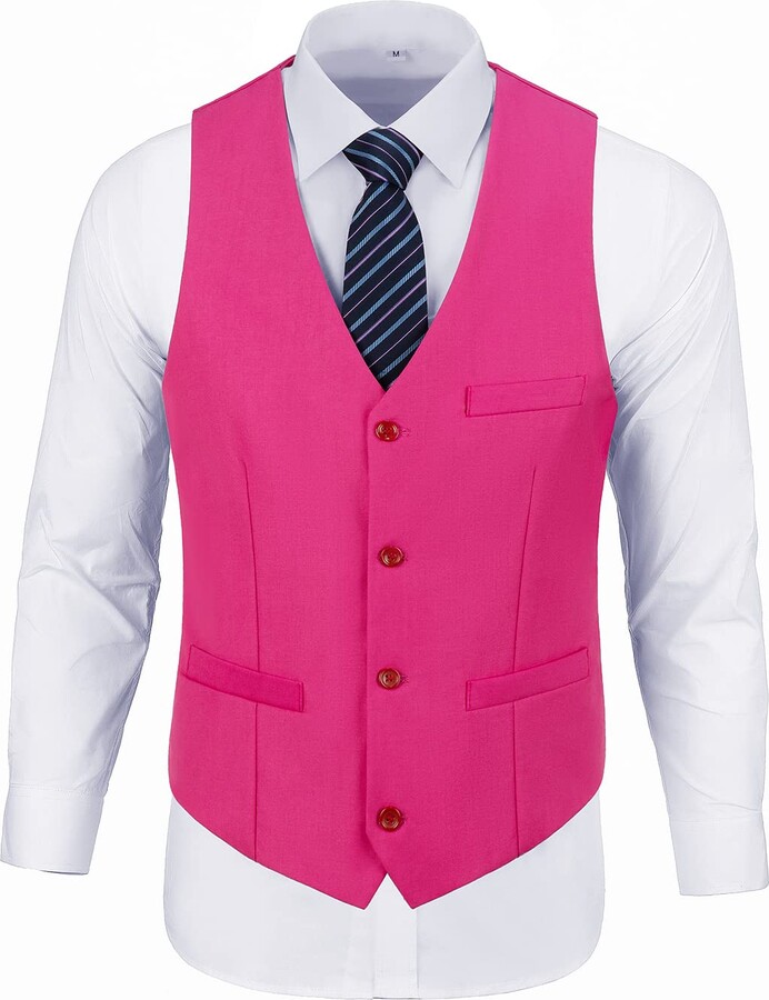 Vipking Men's Vest Suit Waistcoat Slim Fit Formal Business Dress