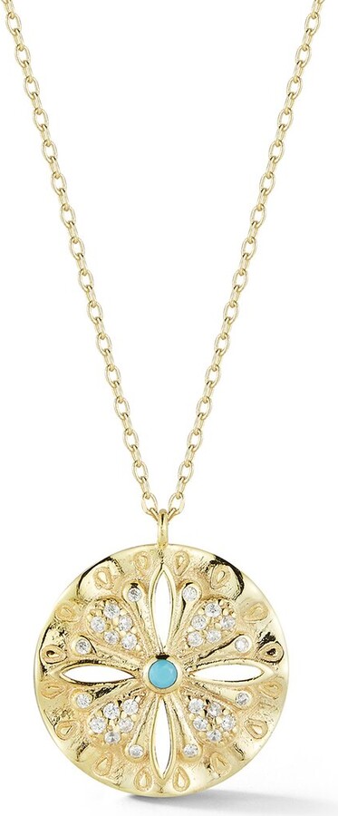 Glaze Jewelry 14K Over Silver Cz Medallion Necklace