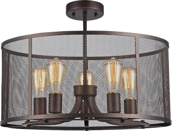 Chloe Lighting ChloeLightingLorryIndustrial5LightRubbedBronzeSemi-FlushCeilingLight20\