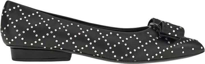 Ferragamo Women's Viva Rhinestone-Embellished Flat Pumps In Black