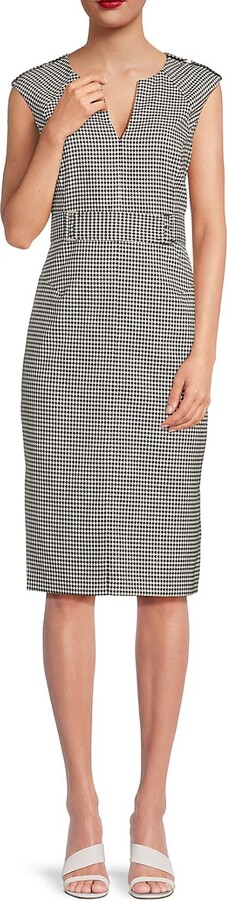 Houndstooth Sheath Knee Dress