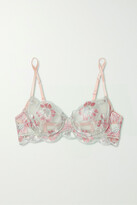 Thumbnail for your product : I.D. Sarrieri It's A Wonderful Life Satin-trimmed Embroidered Tulle Underwired Balconette Bra - Silver