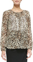 Thumbnail for your product : L'Agence Long-Sleeve Leopard Poet Blouse