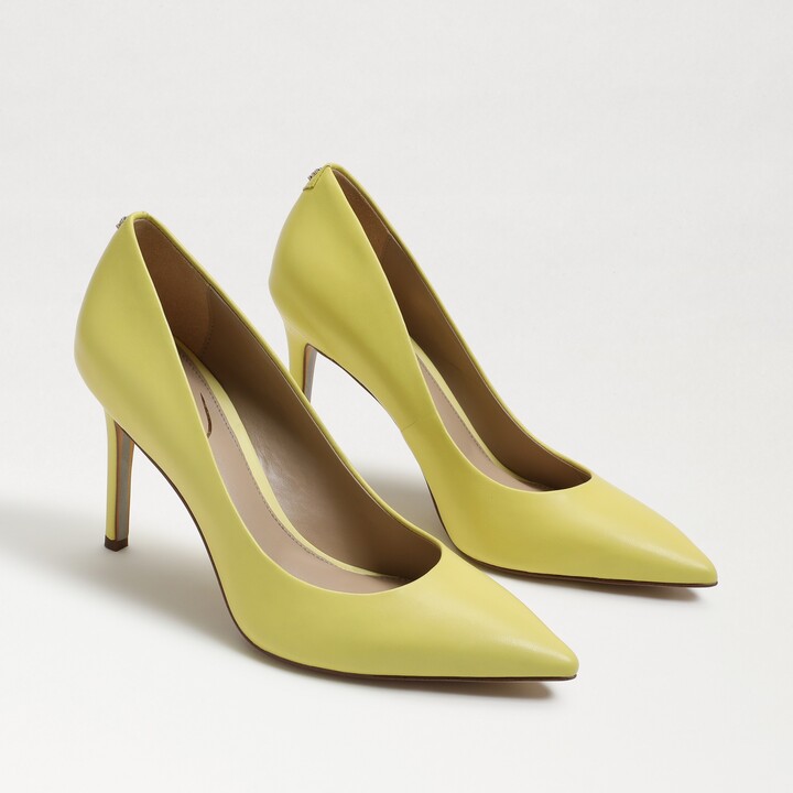 Yellow Women Leatherette Pointy Toe Single Sole Classic Stiletto Pump EE41