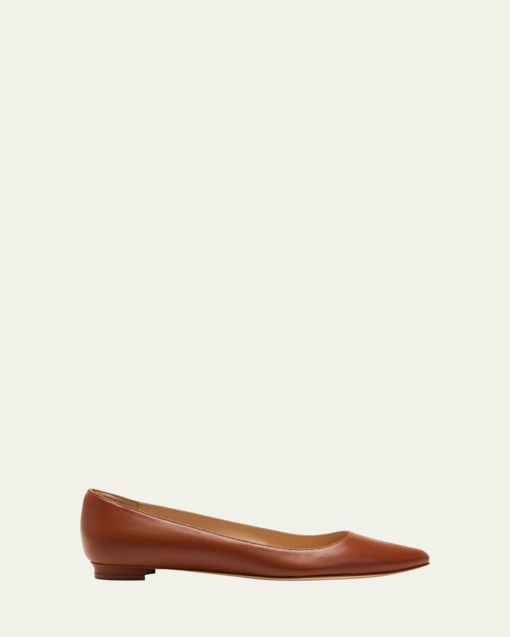 Manolo Blahnik Lanza BB Lambskin Ballerina Flats