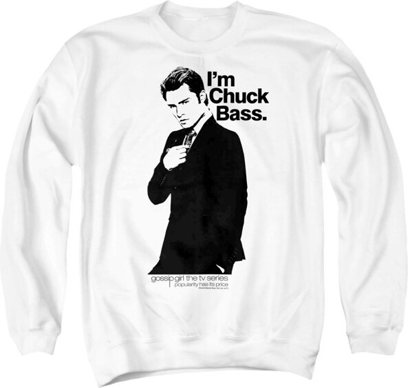 Gossip Girl GossipGirlImChuckBassUnisexAdultCrewneckSweatshirtWhiteMedium